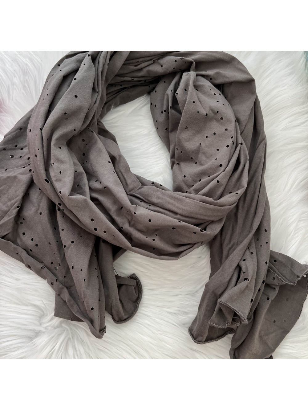 NWT Michael Stars The Hole Thing Gray Distressed Cotton Jersey Scarf Wrap